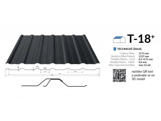 Blachotrapéz trapézový plech T18 plus Polyester Standard 0,5 mm